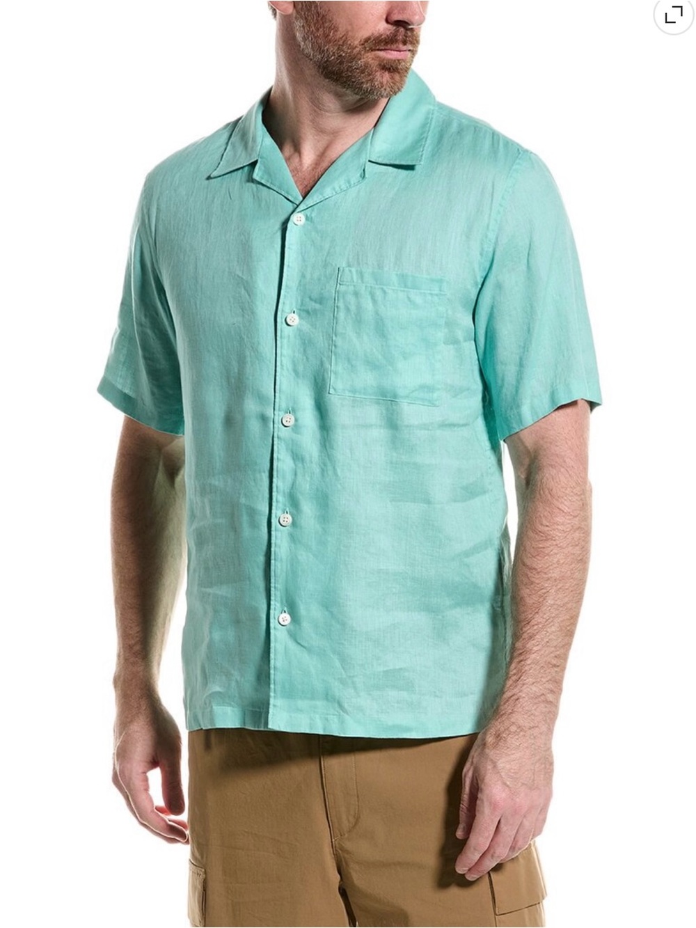 THEORY // Noll SS CC Relaxed Linen Shirt Celadon Green Size M NWT